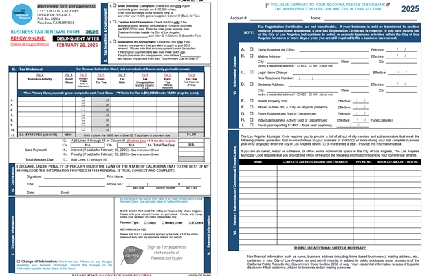 Business Tax Renewal Form 2025
