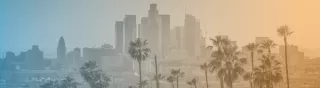 Los Angeles downtown view at sunset.
